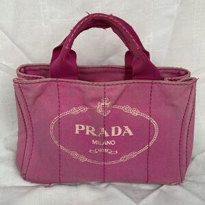 Prada Pink Canapa Tote Handbag Designer Logo Spring